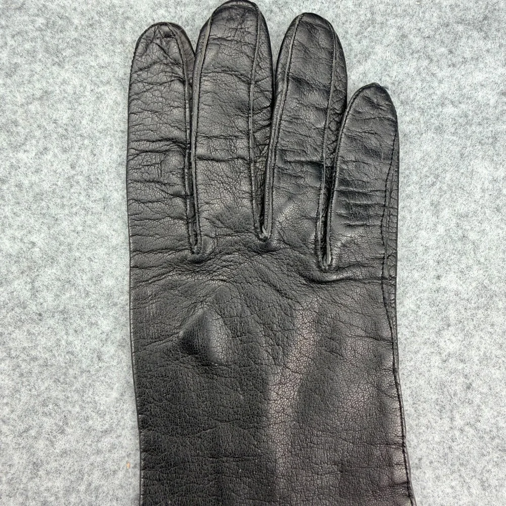 Vintage Fownes Embraceable Black Leather Opera Gloves Size 7 Made in USA 13in